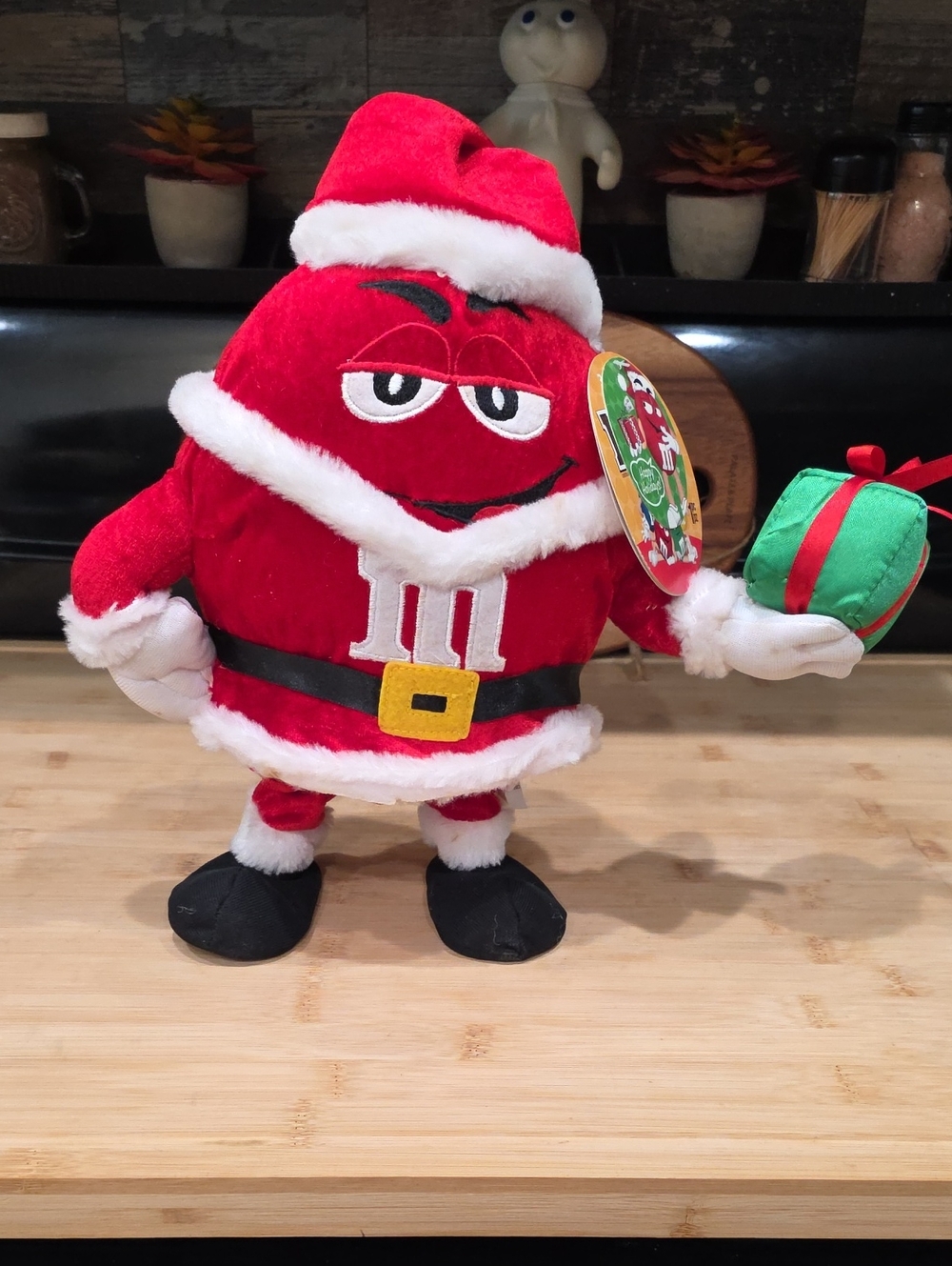 M&M'S Red Holiday Plush with Green Gift Bow Accent. Works, Uncommon!